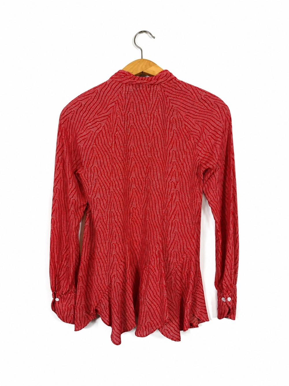 Derek Lam Luxury Top Long Sleeve Ruffle Bow Size 6 Office Career Artsy Bold Chic - Picture 3 of 9